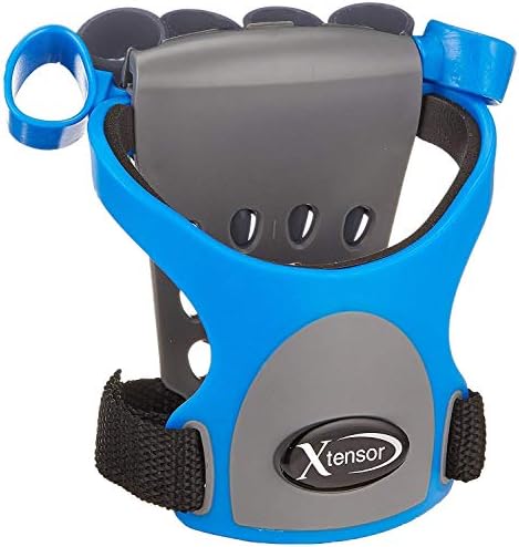 HurryHands Blue/Gray Reverse Hand Grip Strengthener Musician Arthritis Adjustable Tension 5 Non Latex Rubber Finger Bands