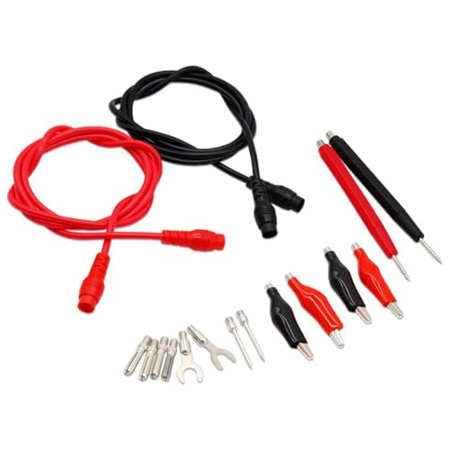 NiuLumea Juego de cables de prueba de multímetro de 16 piezas con clips, plátano, lengüetas de pala y sondas de prueba para CAT III 1000 V 10 A para la mayoría de multímetros y pinzas