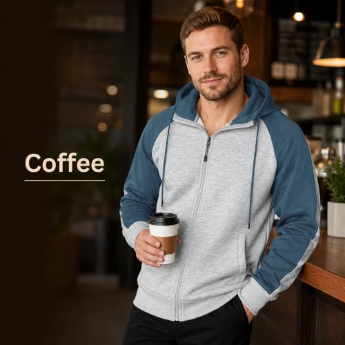 Image of Wirltte Hoodies for Men Zip Up Hoodie Drawstring Casual Long Sleeve Pocket Hooded Sweatshirts