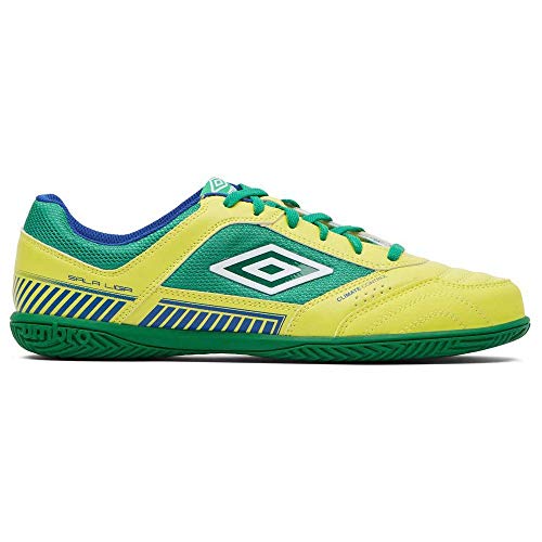 Umbro Sala II Liga, Zapatilla de fútbol Sala, Golden Kiwi-White-Fern Green-Deep Surf, Talla 10 US (44 EU)
