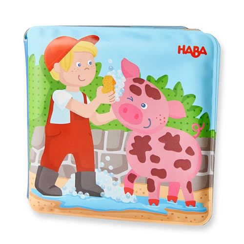 Image of HABA Animal Wash Day - Magic Bath Book - Wipe with Warm Water and the Muddy Pages Come Clean