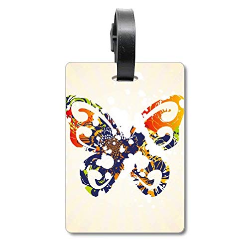 Étiquette de valise motif papillons et fleurs pour bagage de voyage en avion
