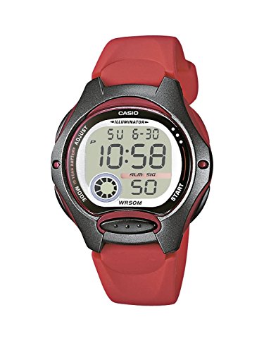 �J�V�I Casio Women's LW-200-4AVEF Casio Collection Digital Quartz Red Resin Watch [���s�A���i]