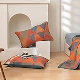 Purefair 100% Cotton Muslin Pillow Shams Set of 2 Jacquard Bohomian Mandala Triangle Pillow Covers, Soft 3 Layers Gauzy Reversible Pillow Protectors, 20'x30'