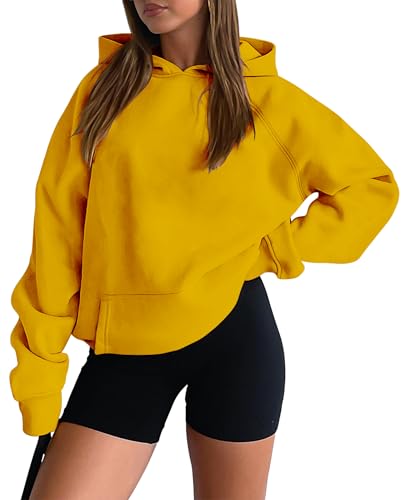 onlypuff Women Pullover Sweatshirt Long Sleeve Hoodies Kangaroo Pocket Fleece Basic Sweater