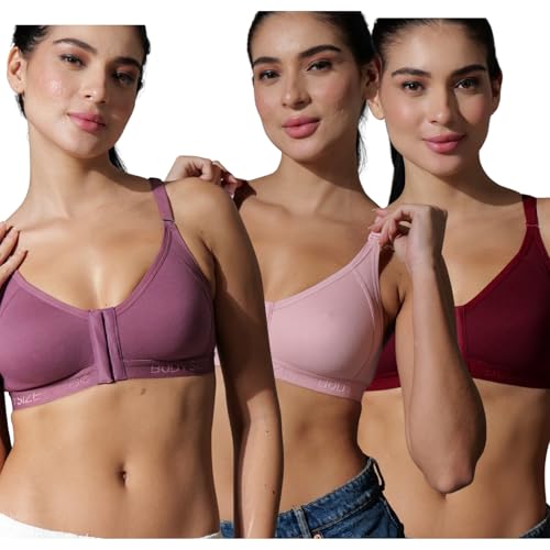Image of BODYSIZE Cotton Front Open Bra for Women Daily Use | Non-Padded, Non-Wired | Sweat Absorbent Seamless Bra | Full Coverage Regular Wear | Twin Hook Adjuster (Cup Size: B)