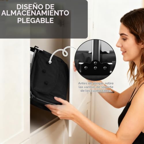 Miniatura 8 de Gaeshow Cesta De La Compra Plegable De 35 L, Cesta De Picnic Con Asas Acolchadas, Cesta De Transporte Con Marco De Aluminio, Resistente Bolsa De La Compra Para Compras, Pícnics, Almacenamiento, Color