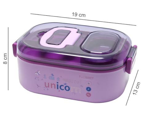 Image of Crackles Thermal Stainless Steel Unicorn Cartoon print Insulated Stainless Steel Lunch Box With a fork For Boys /Girls School (700 Ml ) Random Color