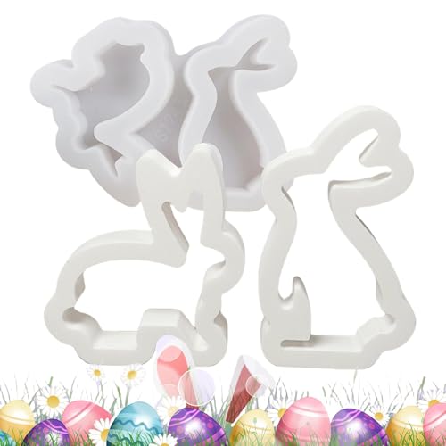 Molde de silicona de conejo, molde de conejo de silicona, Molde de yeso de conejo hueco, Moldes de fundición de resina de Pascua Moldes de silicona para ornamento de yeso
