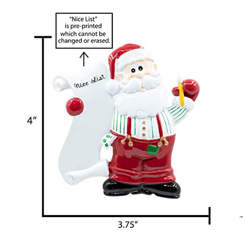 Uniqxmas Personalized Santa Christmas Ornament 2023 - Free Customization | Santa Claus With Nice List, Jolly Santa Figurine And Wish List For Xmas Tree | Unique Keepsake - Custom Name & Year #TOP2