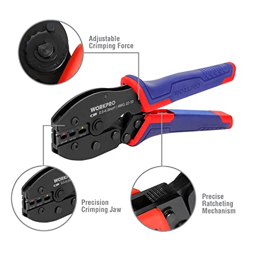 Workpro Crimping Tool Kit, Ratcheting Insulated Terminal Crimper For 22 To 10 Awg Wire, Crimping Pliers With 100 Pieces Terminal Connectors #TOP3