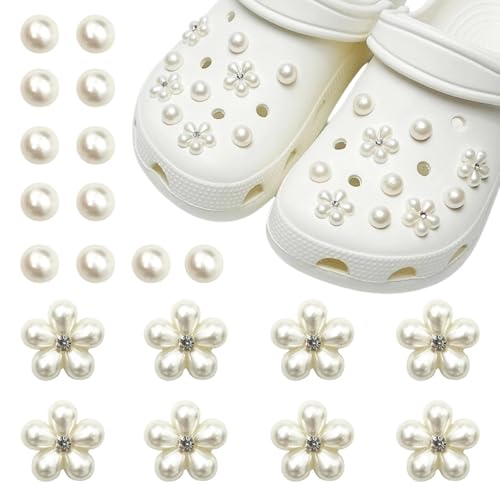 ZXTGBQ 20 PCS Fleurs perle Charms, Bijoux de Chaussures Pour Femmes, Décorations de Chaussures de Bricolage, Décoration de Sabots Accessoires