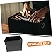 OHPHCALL Multi-use Sundries Storage Box Leather File Organizer for Home Office Dorm Double Handles Non-Cover Design Deep Gray Material Efficient Tidying
