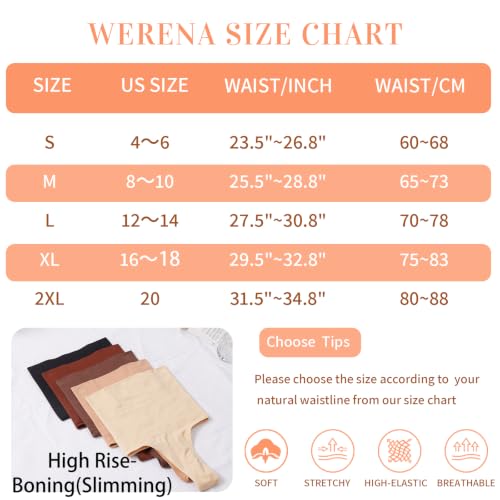 Image of Werena Tummy Control Thong Shapewear for Women High Waisted Body Shaper Panties Shaping Thong Girdle Underwear