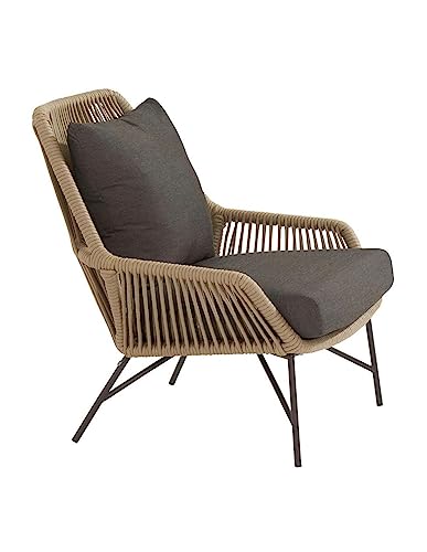Image of DEVOKO 4-Piece Outdoor Rope Patio Conversation Loveseat Furniture with Cushions for Gardan Livinging Room Lawn (Beige and Black)