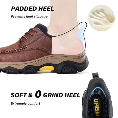 UPIShi Men's Slip On Hands Free Leather Walking Loafers Slip-Ins Casual Dress Work Office Business Outdoor Cushioning Shoes4