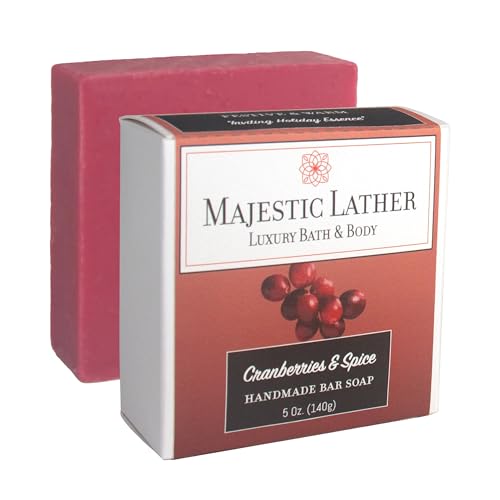 Cranberries & Spice Handmade Bar Soap for Face & Body. Gentle Cleansing, Soothing, Moisturizing & Nourishing - Shea Butter & Natural Oils. Cold Process. Vegan. For All Skin Types.5.0 Oz.