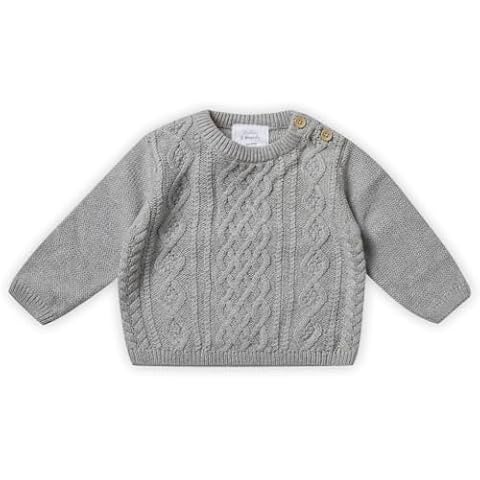 Stellou & friends 100% Cotton Unisex Cable Knit Sweater for Babies and Children Ages 0-6 Years Grey Cover