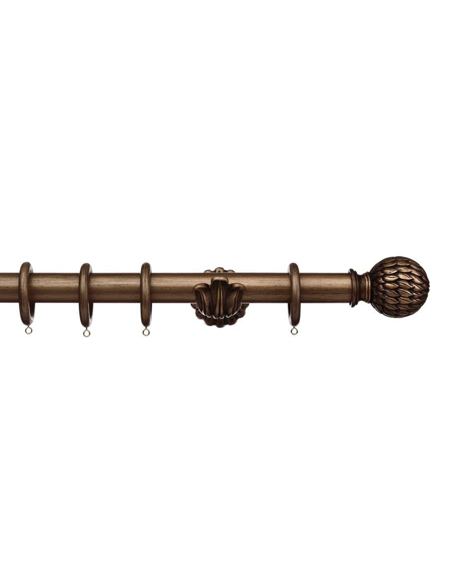 Integra Burnished Bronze Masterpiece Wooden Curtain Pole, 35Mm Diameter Pole, Pheonix Finial, Ornate Bracket, Complete Pole Kit, 240 Cm