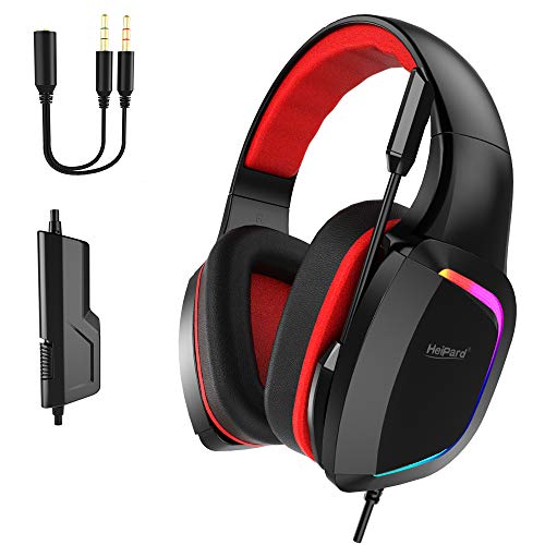 【2019最新バージョン】 ゲーミングヘッドセット Heipard ps4 ヘッドホン LEDマイク付き 有線3.5mm 軽量 通気 高音質 ノイズキャンセリング 重低音強化 switch FPS ゲーム用 PC用ヘッドセット Nintendo/Switch/Xbox One/PUBGに最適