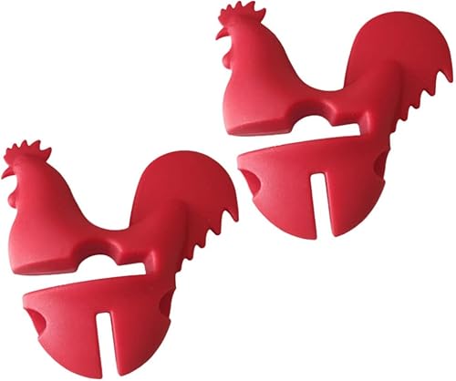 Soporte para cuchara de gallo Clip de olla: 2 piezas Clip de silicona para ollas Soporte para utensilios de cocina Soporte para utensilios de cocina