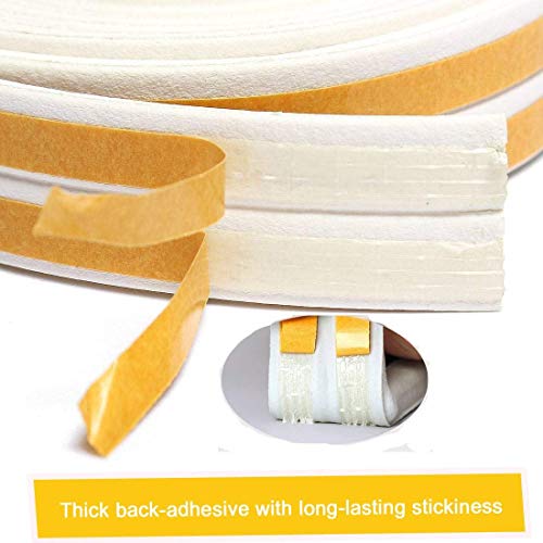 Indoor Weather Stripping,Self Adhesive Foam Window Seal Strip For Doors And Windows Weatherstrip Gap Blocker,7/20-Inch X 6/25-Inch X 8-Feet,(2 Seals Total 16.5Feet) White #TOP3