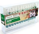 Tupkee Christmas Random Twinkle Flame Tip Light Set - 10 of 50 Lights Twinkle – 50 LED Warm-White Mini Bulbs With Flame Tip Covers - Indoor Outdoor - 15.5' String - Holiday Decor Christmas Tree Lights