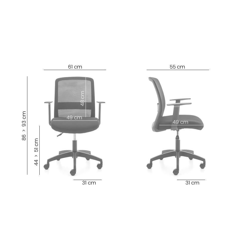 Euromof Silla Quito. Profesional. Ergonomica y Resistente. Tensor Lumbar y Brazos. Malla teletrabajo y Estudio.
