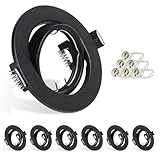 HiBay 6er Set Einbaurahmen GU10 Einbaustrahler LED Schwarz Matt Rund Deckenspots...