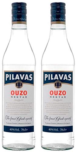 2x 0,7l Ouzo Pilavas Nektar 38% Vol. | + 1 x 20ml Olivenöl"South Coast" von Kreta
