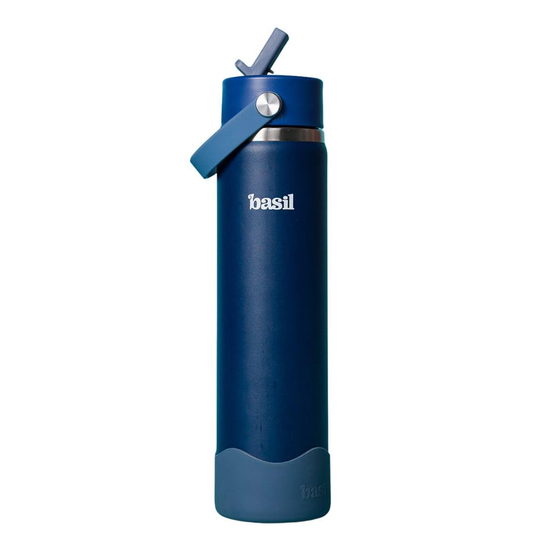 Basil HydraFizz Insulated Steel Bottle, 800ml - Classic Navy | Double-Wall Vacuum Insulated | Carry Handle | Easy to Carry | Durable Stainless Steel | For Kids & Adults