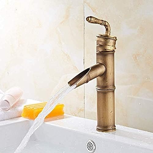 Robinet de lavabo de salle de bains en bambou mitigeur laiton antique