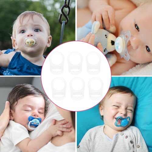 Silikon-Knopf-Ring, 6 Stück Schnuller Adapter,Silikon Baby Dummy Schnuller Halter Clip Adapter Ring für Schnuller, Silikon-Knopf-Ring (Transparente Farbe)