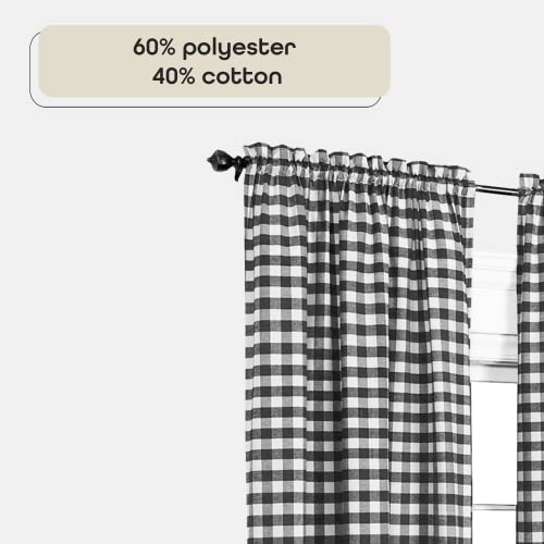 Achim Home Furnishings BCPN84BW12 Buffalo Check Panel Window Curtain - 42 Inch Width, 84 Inch Length - Black & White Plaid thumb #2