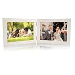 Double Photo Frames 7x5 Landscape Photo Frame White Picture Frame for Two Photos Hinged Picture Frames Wooden Photo Frame with Acrylic Window Foldable Double Picture Frame Multiple Photos