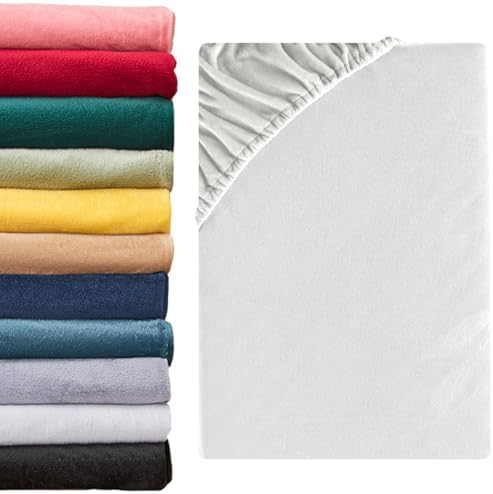 Beqnat Spannbettlaken 180x200cm - 200x200cm Winter Teddy Plüsch Bettlaken Flauschig Fleece Spannbetttuch Cashmere Touch Kuschelig Spannleintuch | Farbe: Weiß
