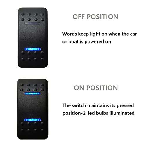 Image of Marine Boat Button Rocker Switch with Wires 5Pin ON-Off SPST Dual Blue Led Light Bar for Ship Marine Vehicle Yacht Tugboat Vessel 12V 24V