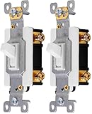 GE home electrical Heavy-Duty, Single Pole, in-Wall, Light, Fan, One Switch Circuits, Self-grounding Clip, Easy to Install, 20A/120V AC, UL Listed, White, 42160 (Pack of 2)