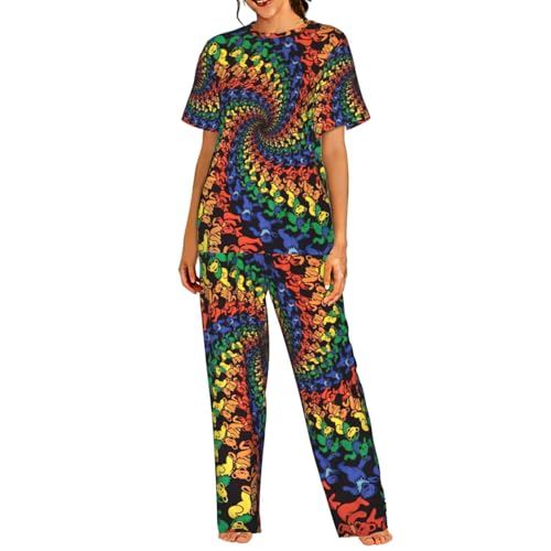 Pyjama imprimé tie dye femme vêtement nuit confortable ensemble court