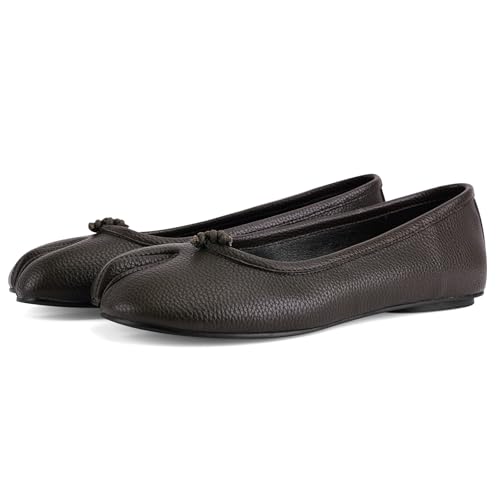 Image of VBDB Tabi Ballet Flats Shoes for Women Rounde Toe Wide Width Split Toe Low Heel Comfortable Flats Shoes