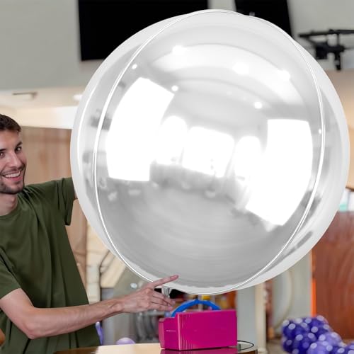 Image of 50 Inch Metallic Silver Round Foil Balloons 3pcs Large Mylar Balloons
