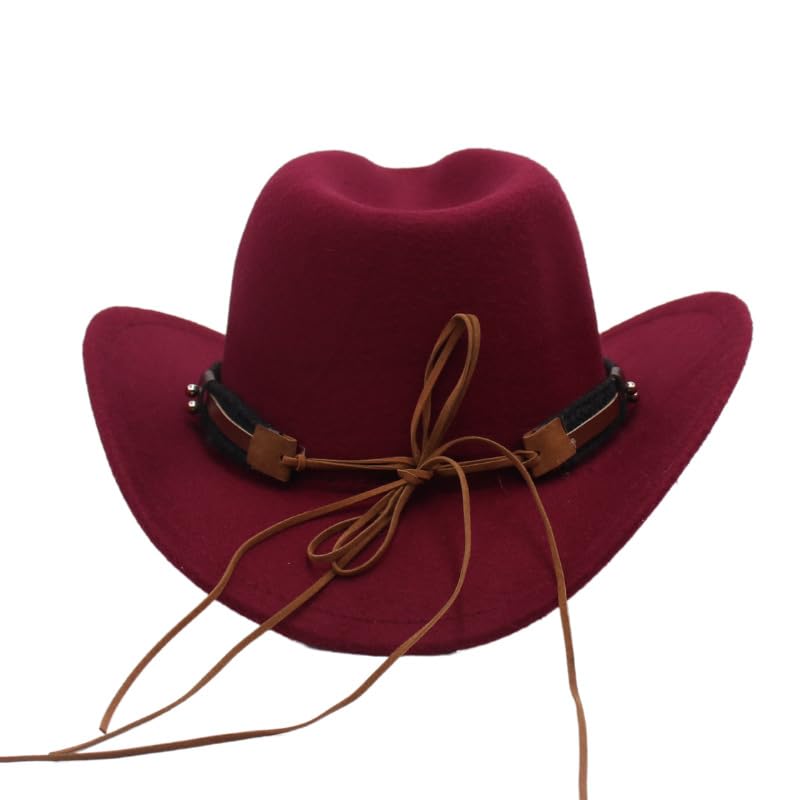 Children Western Hats Boys Girls Cowboy Felt Fedora with Belt Buckle2