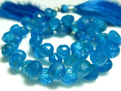 Apatite néon bleue perle oignon facetté fil briolette 4-7mm pour création de bijoux DIY