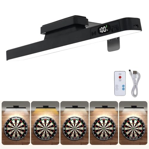 Dart Beleuchtung Kabellos Magnet Dartscheibe Beleuchtung mit Fernbedienung Einstellbare Farbtemperatur und Winkel Dart Licht für Bilderrahmen Beleuchtung Dartbeleuchtung (Schwarz 29 cm)