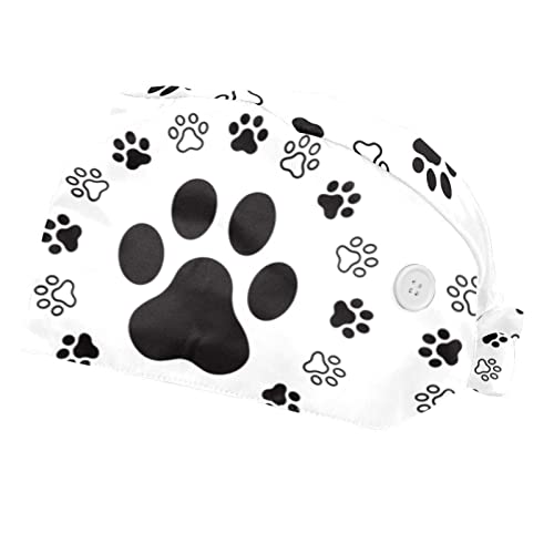 Chapeaux bouffants 2PCS à empreinte de pattes de chien pour le travail
