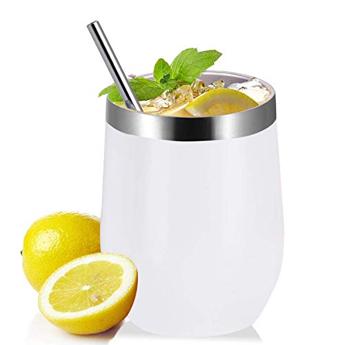 image for Zonegrace 4 pack 12 oz Stainless Steel Stemless Wine Glass Tumbler Dou