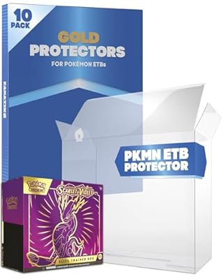 Fanatiko Pack de 10 Protectores Gold para Pokemon Elite Trainer Box - Funda Caja Pokemon ETB 0,5mm Grosor - Protección UV para tus Cajas Pokemon | Ya disponible en tu tienda friki favorita! En mundofriki.es!