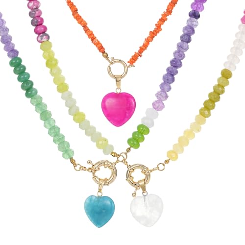 Trendy Stainless Steel Gold Plated Charm Necklace with Heart Pearl Pepper Conch Ceramic Pendant Necklace for Women Collares Chokers Jewelry (colorful pendant)
