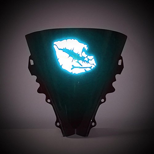 Customtaylor33 High Intensity Reflective Vinyl Death Kiss Skull Crossbones Lips Decal Bumper Sticker - Cars, Motorcycles, Helmets, Wind Screens, Laptops, Cellphones, (Se Baby Blue, 3 Inch Wide, Pair) #TOP5