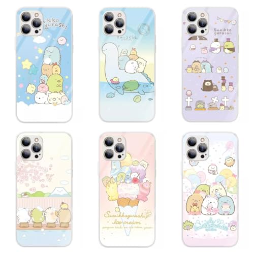 ARIKETY(アリケティ)すみっコぐらし スマホケース 強化ガラス 鏡面ガラス アイフォンケース スマホカバー 薄型 軽量 レンズ保護 保護ケース 携帯電話カバー指紋防止 充電対応 耐衝撃 全面保護 携帯カバー 応援グッズ 萌えグッズ コスプレ小物 記念